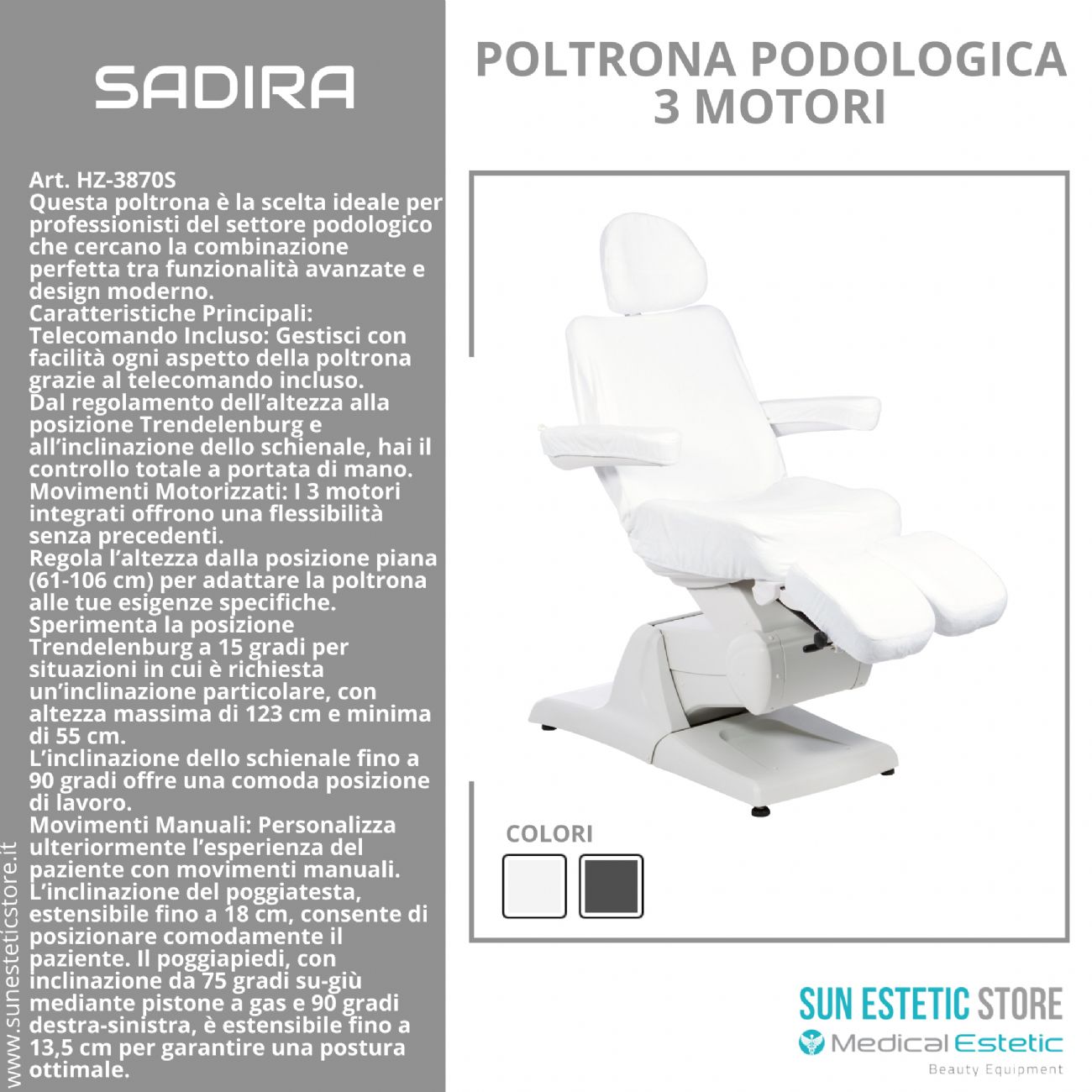 SADIRA Poltrona pedicure 3 motori