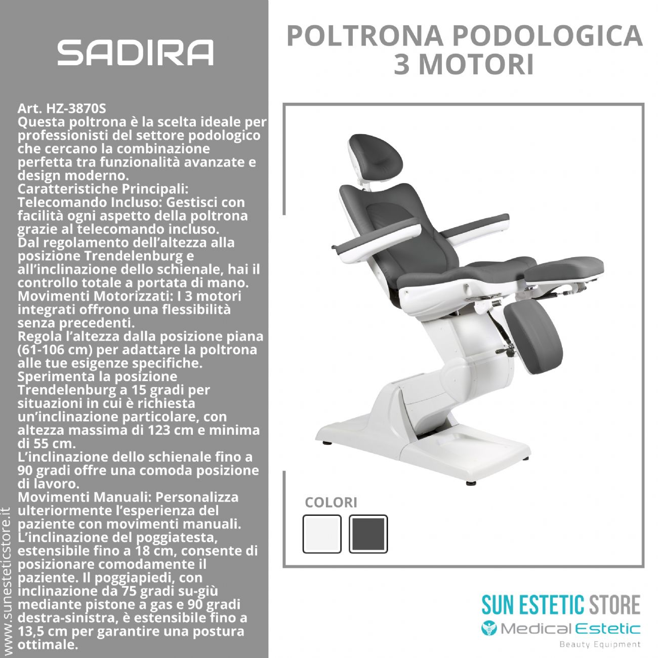 SADIRA Poltrona pedicure 3 motori