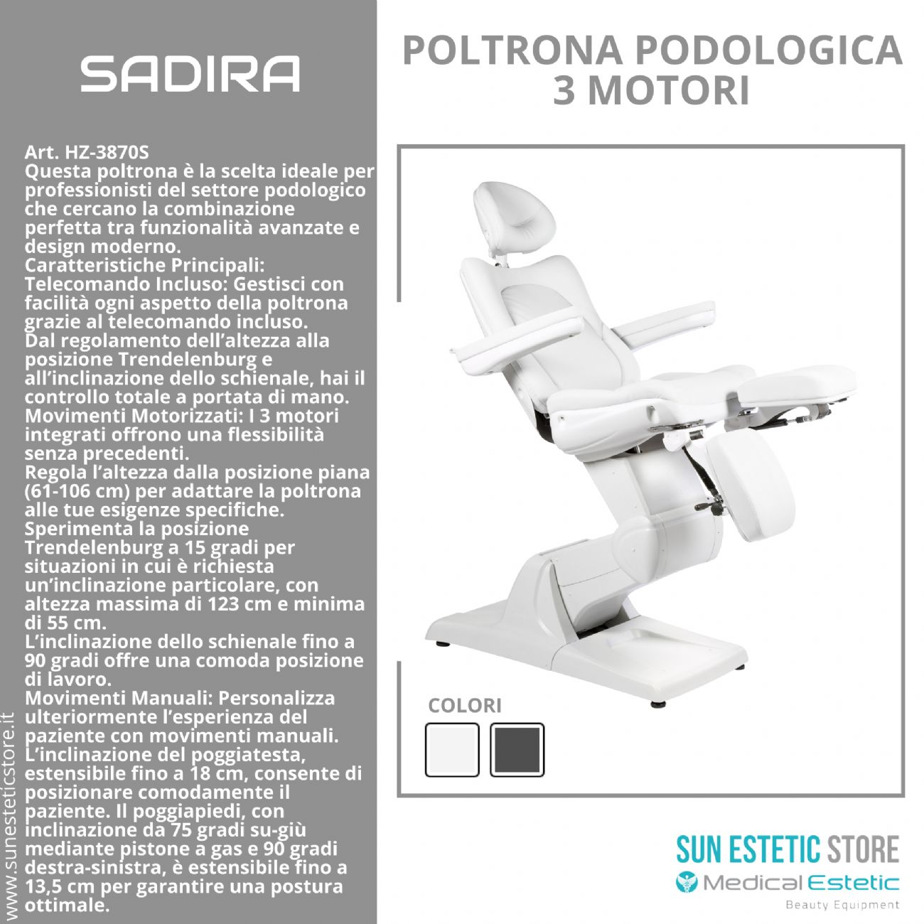 SADIRA Poltrona pedicure 3 motori