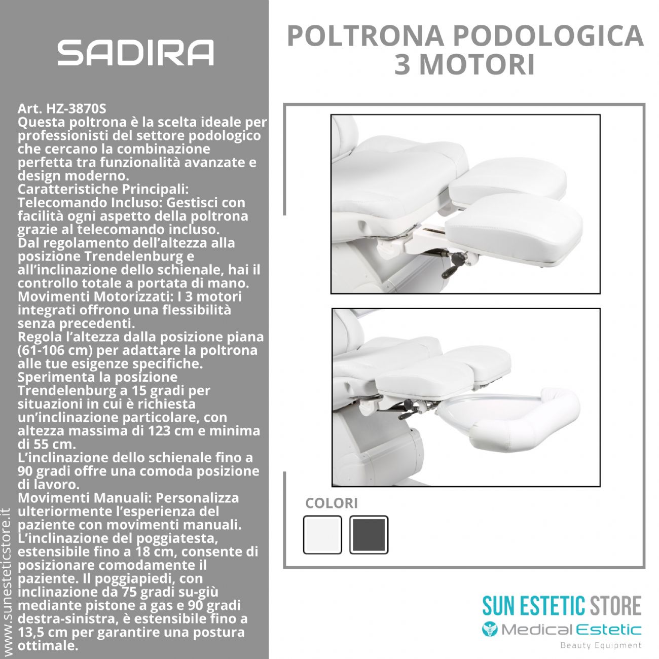 SADIRA Poltrona pedicure 3 motori