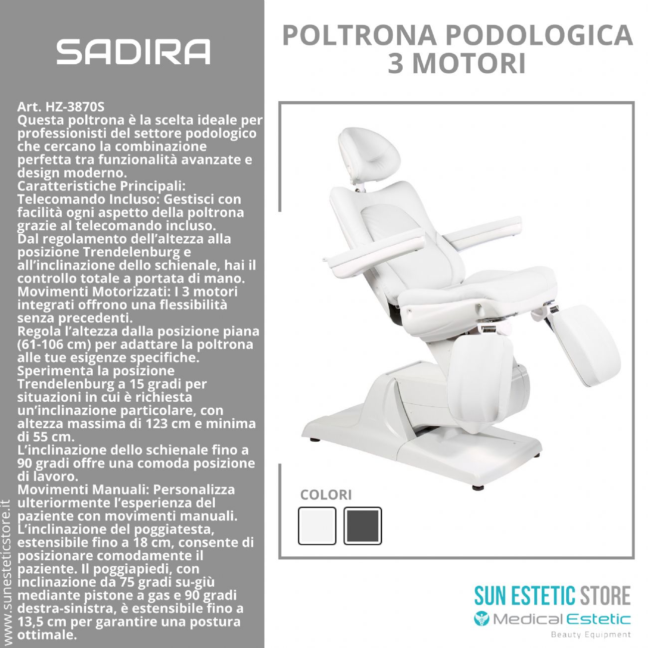 SADIRA Poltrona pedicure 3 motori