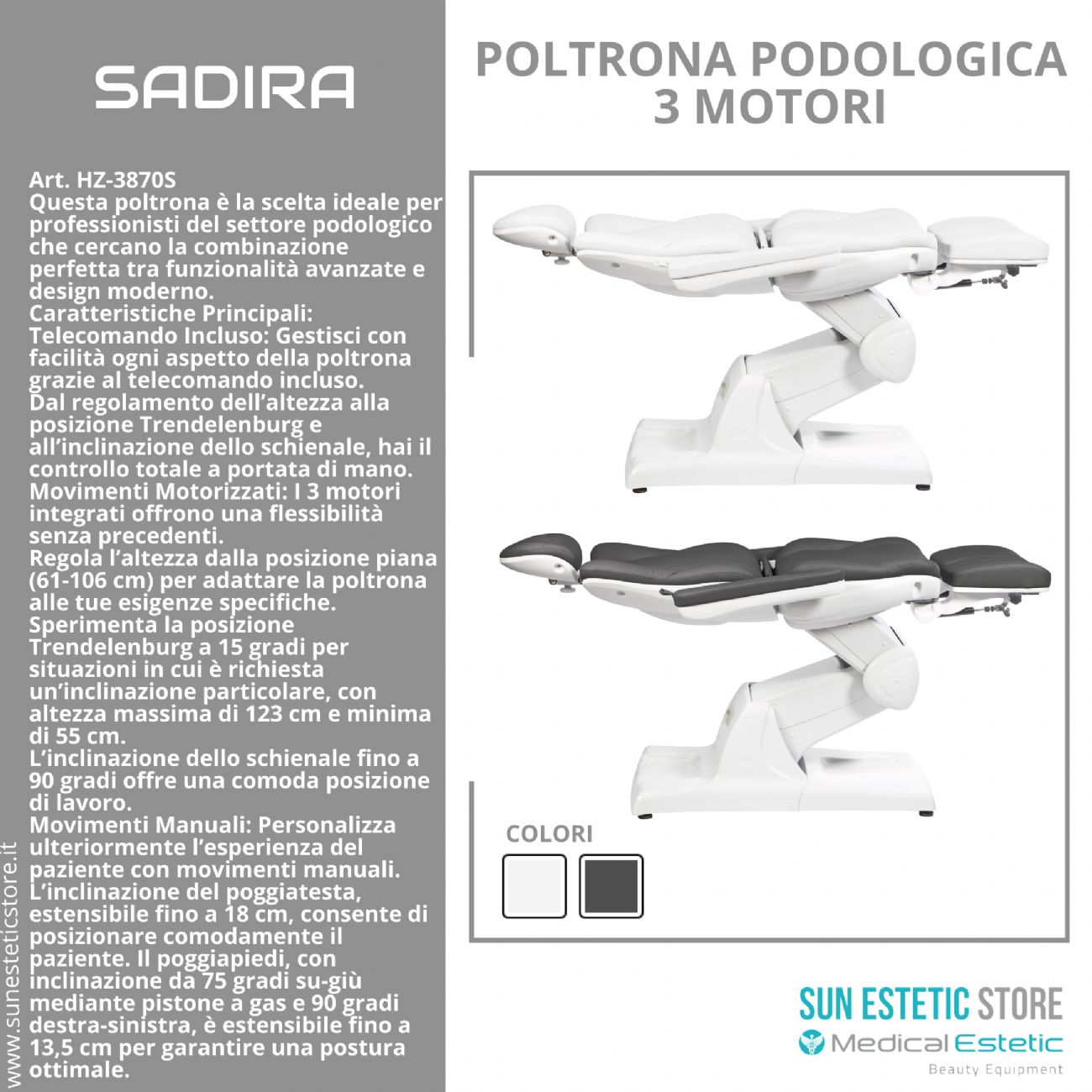 SADIRA Poltrona pedicure 3 motori