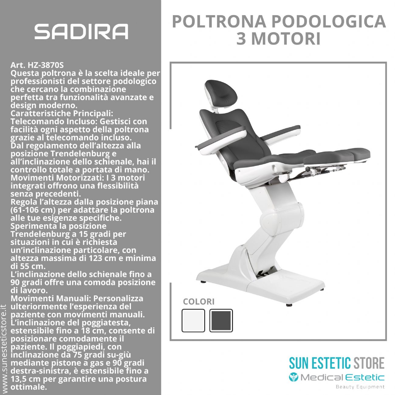 SADIRA Poltrona pedicure 3 motori