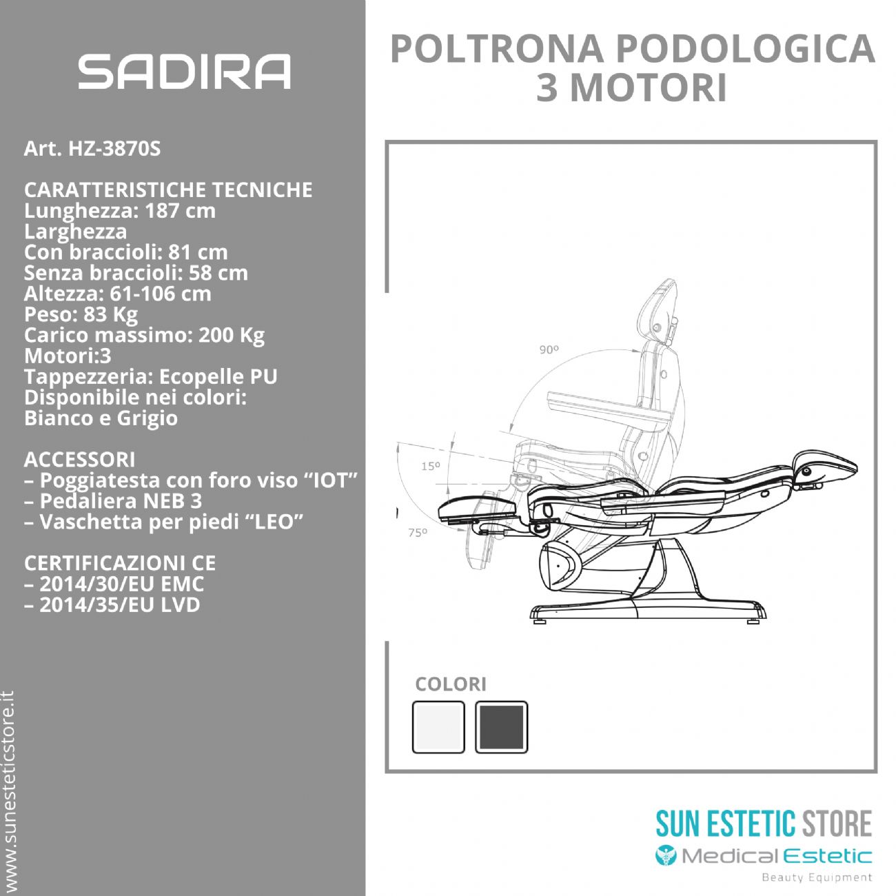 SADIRA Poltrona pedicure 3 motori