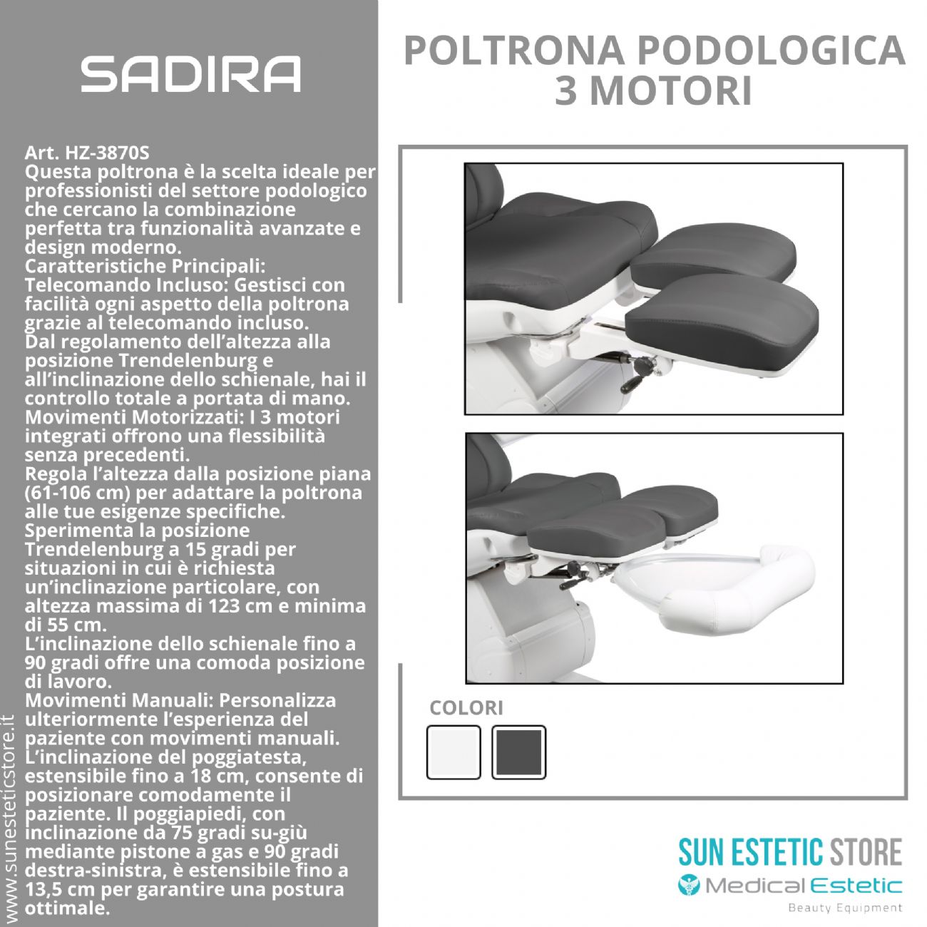 SADIRA Poltrona pedicure 3 motori