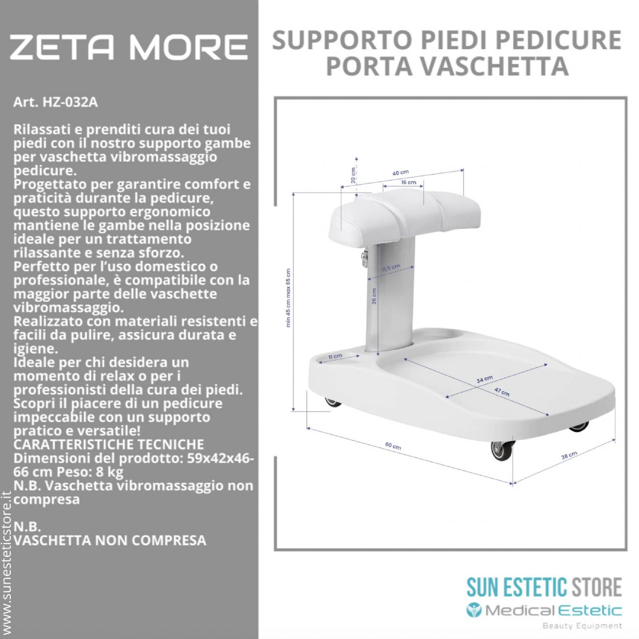 ZETA MORE Supporto gamba pedicure idromassaggio