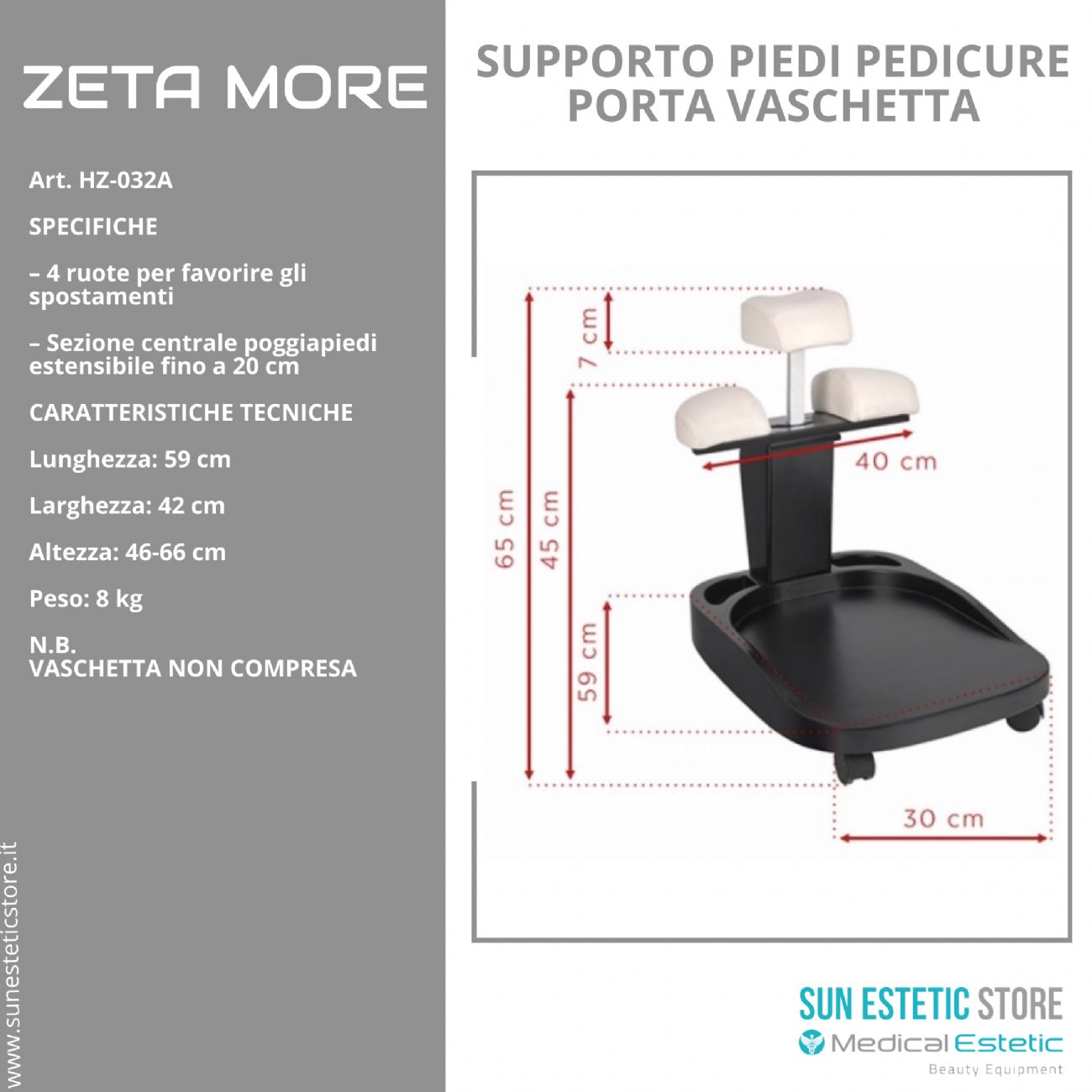 ZETA MORE Supporto gamba pedicure idromassaggio