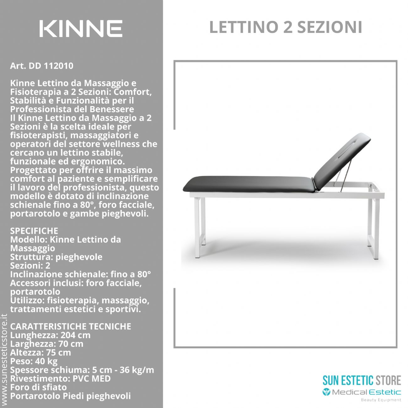 KINNE Lettino massaggio fisso