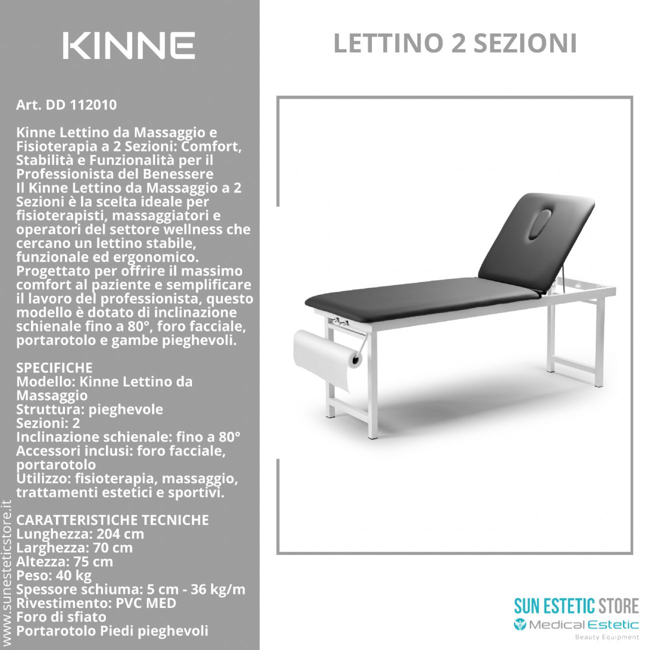 KINNE Lettino massaggio fisso