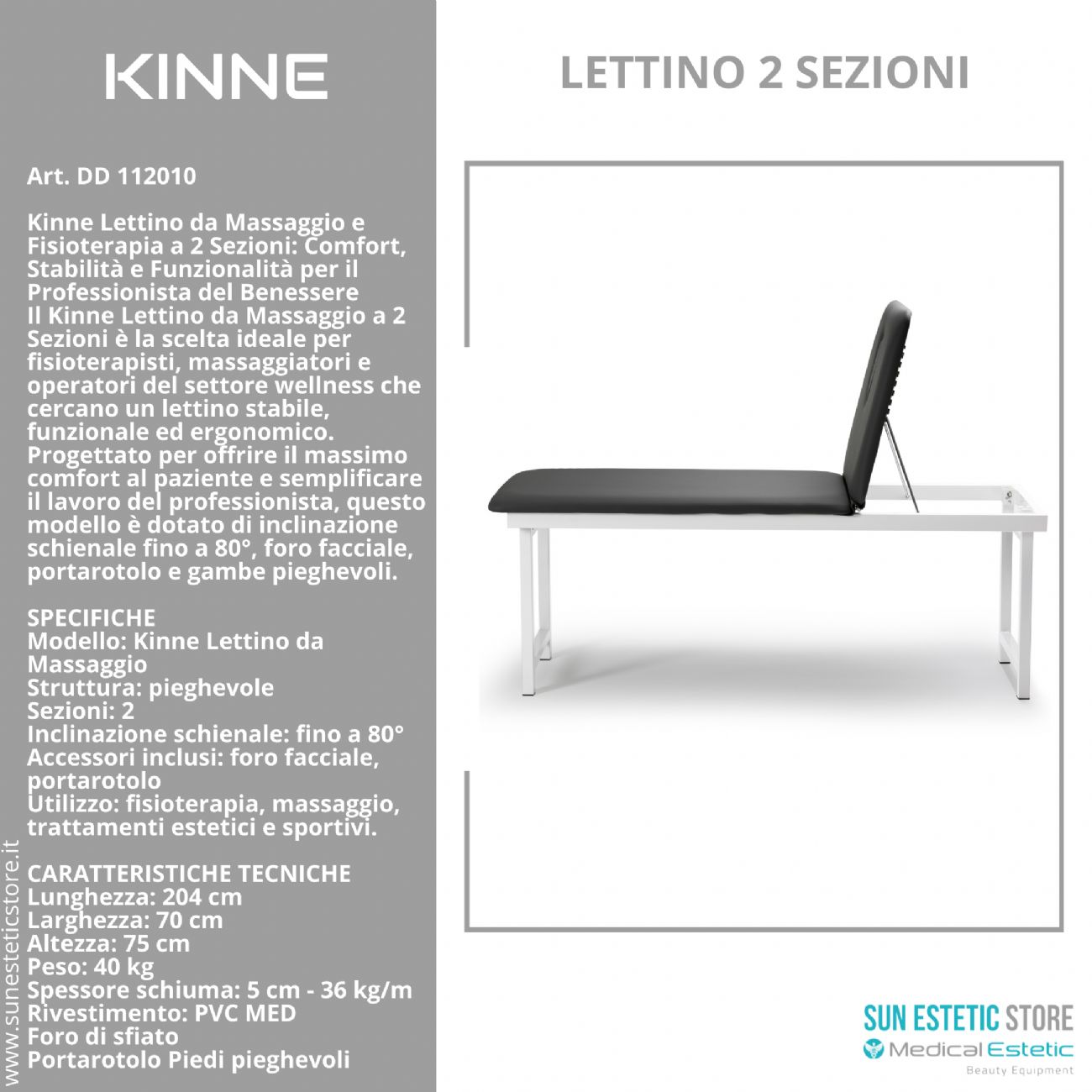KINNE Lettino massaggio fisso