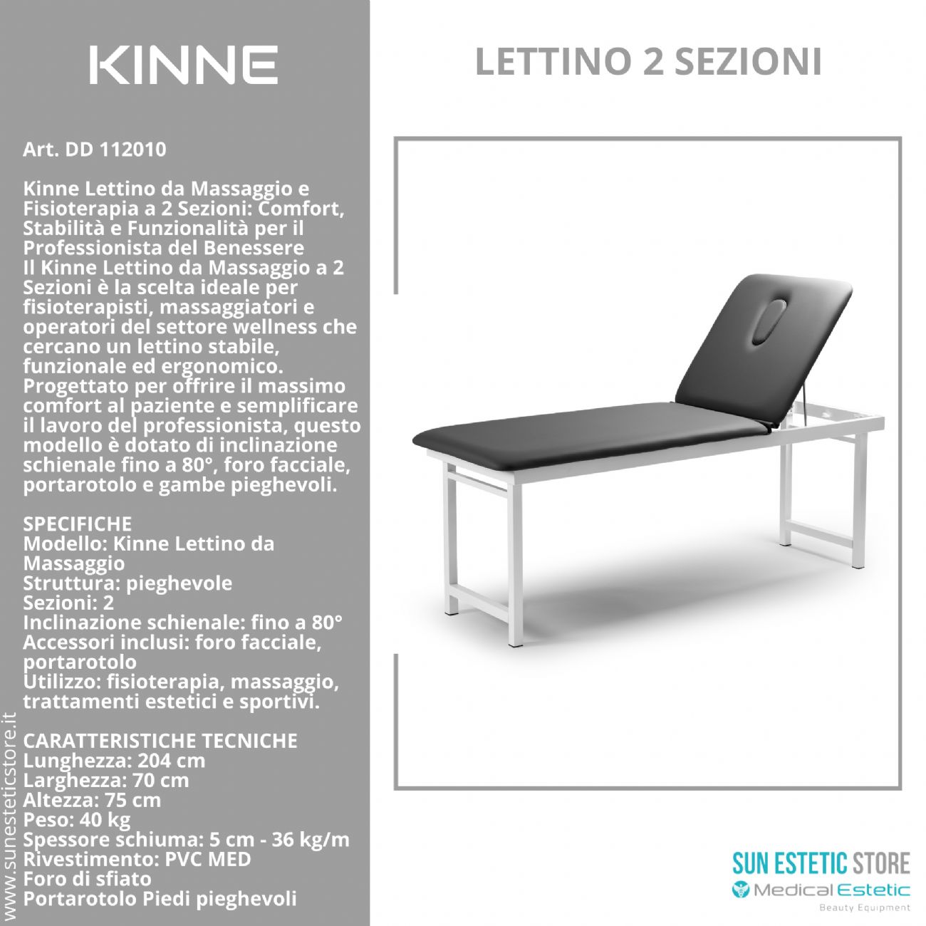 KINNE Lettino massaggio fisso