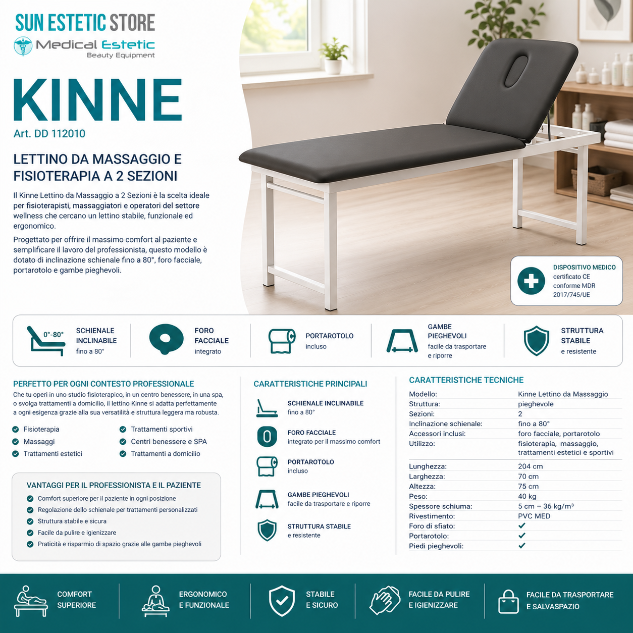 KINNE Lettino massaggio fisso