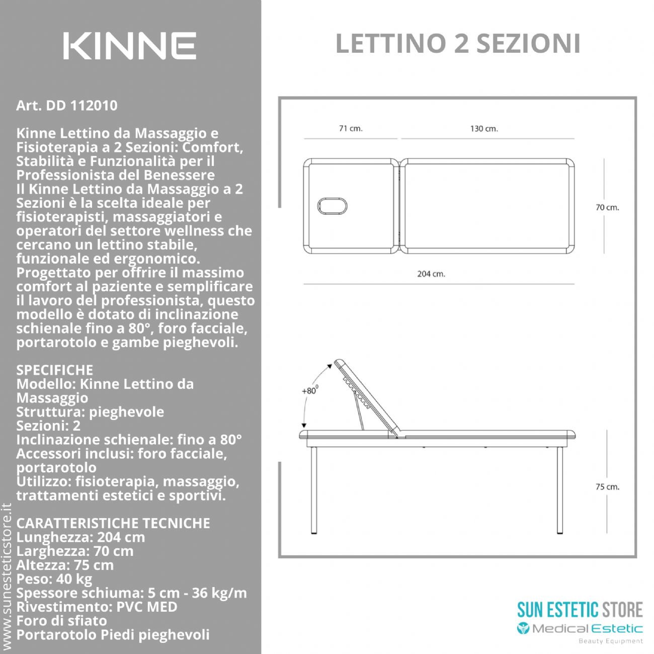 KINNE Lettino massaggio fisso