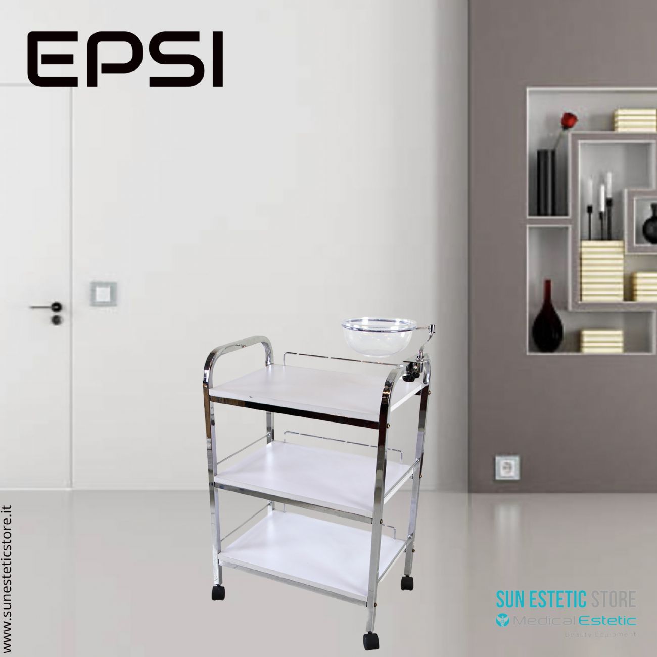 EPSI Carrello 3 ripiani con ciotola manicure