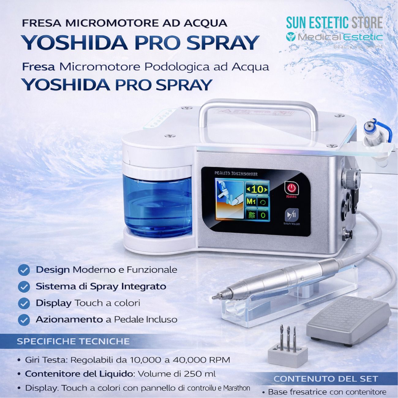 Yoshida Poli nail fresa micromotore ad acqua