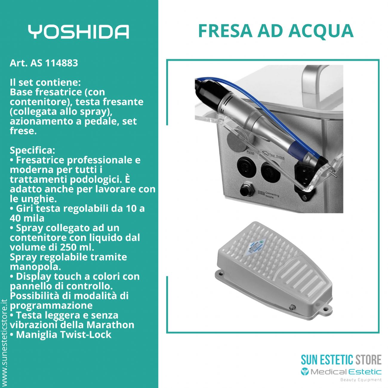 Yoshida Poli nail fresa micromotore ad acqua