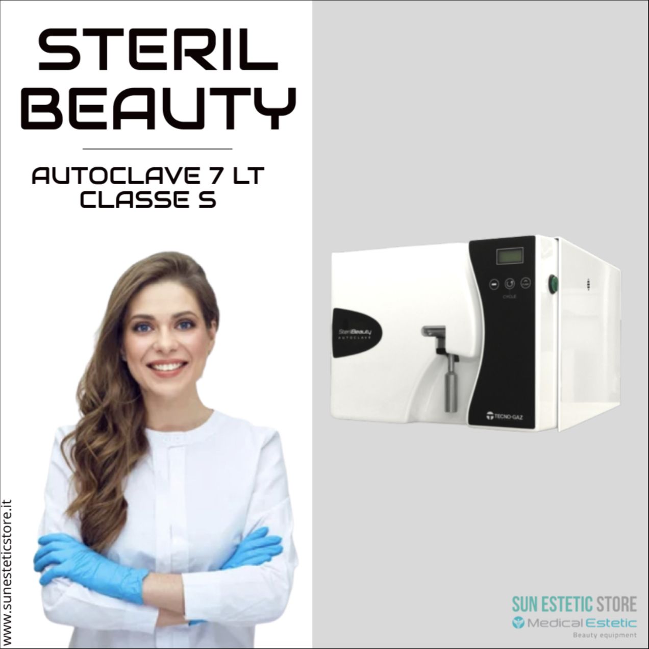 Steril Beauty Autoclave a vapore 7 Lt sterilizzazione attrezzi estetica