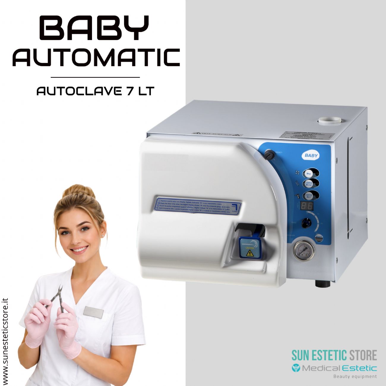 Baby Automatic autoclave 7 lt con programmatore