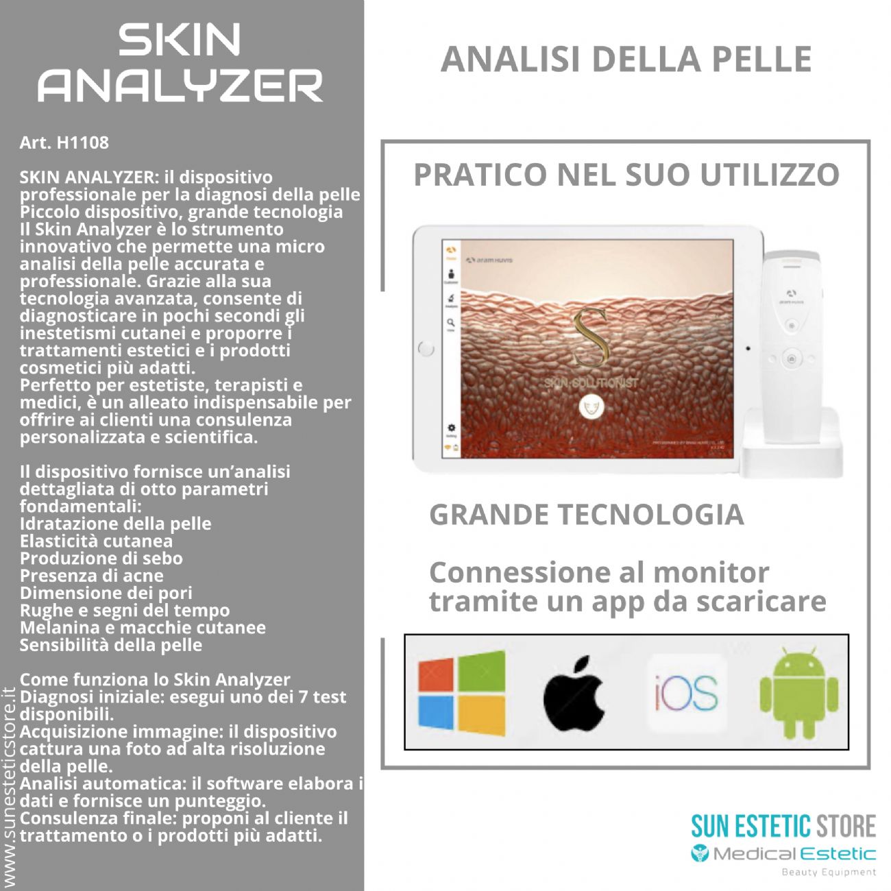 Skin analyzer apparecchiatura per analisi della pelle