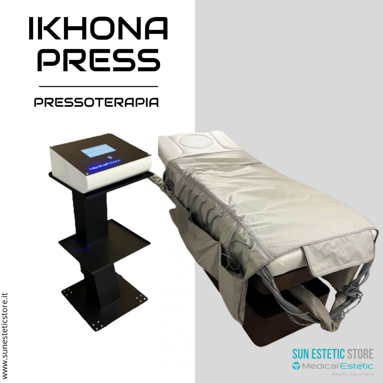 KHONA PRESS Pressoterapia 10 settori completa di marsupio porta gambali