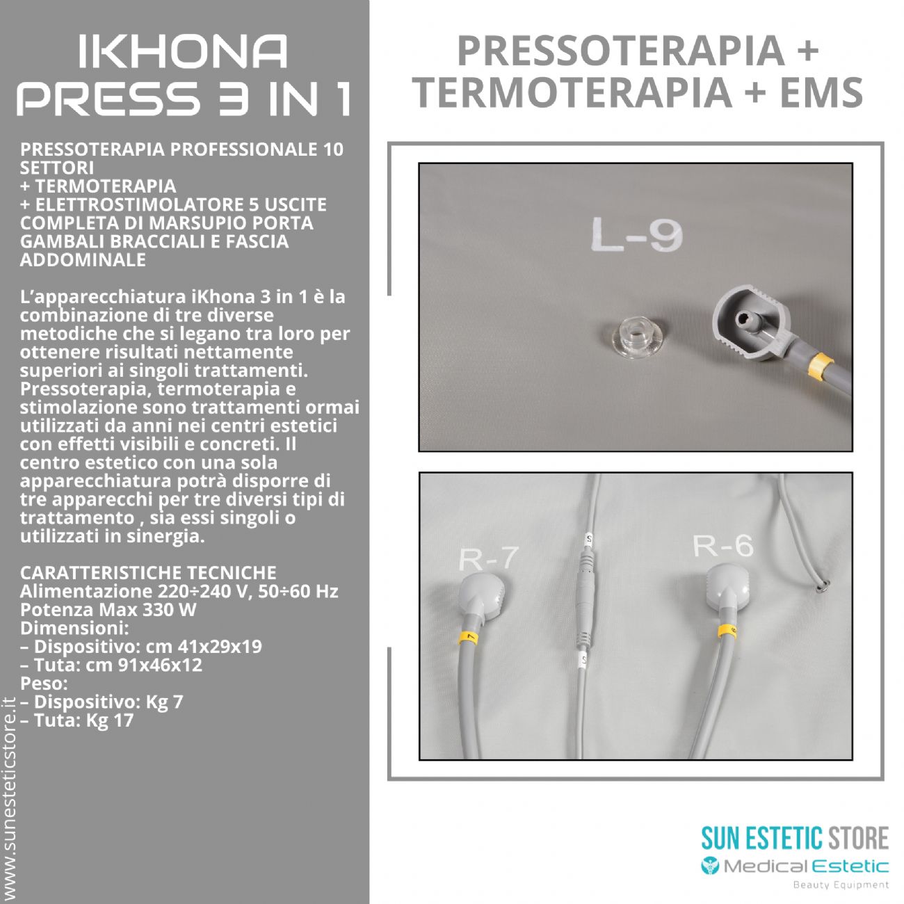 iKhona Press 3 IN 1 Pressoterapia + infrarossi + elettrostimolatore