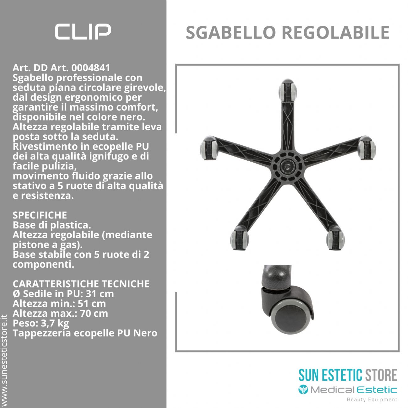 CLIP Sgabello tondo senza schienale