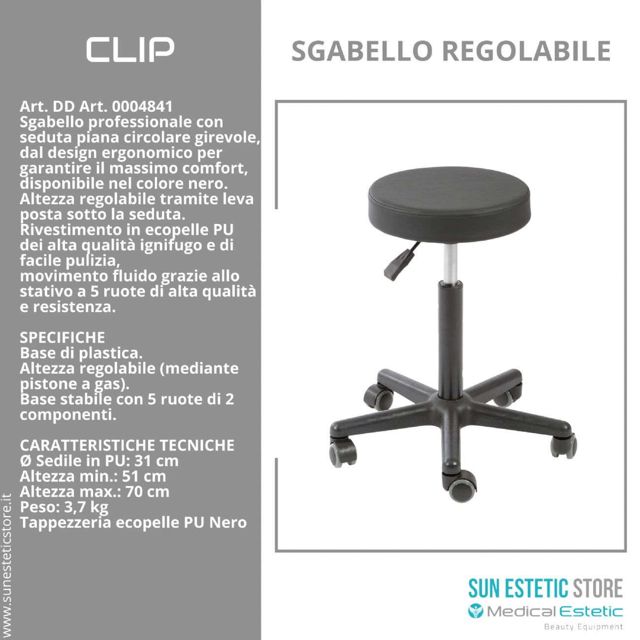 CLIP Sgabello tondo senza schienale