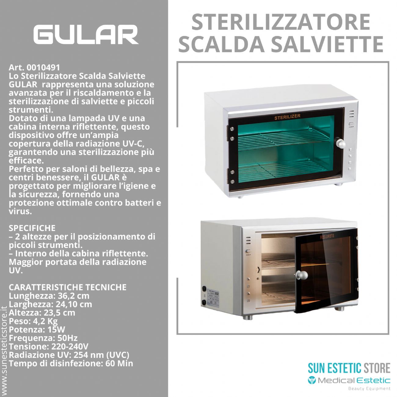 GULAR Sterilizzatore scalda salviette UV-C