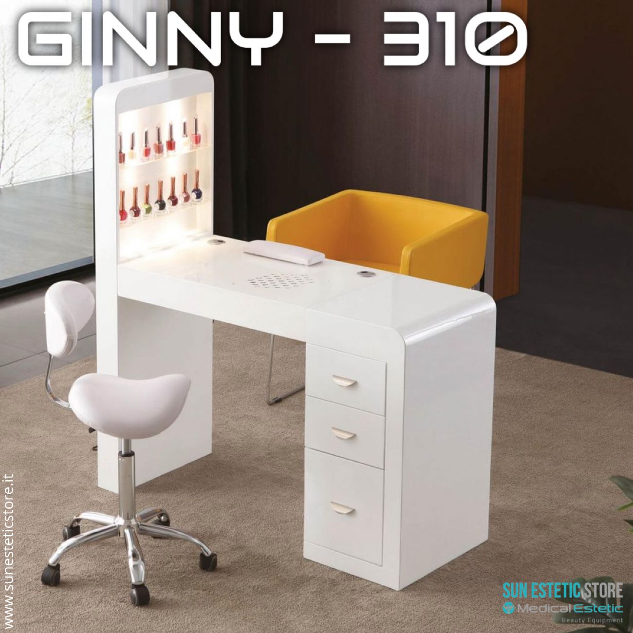 GINNY  310<br />Tavolino ricostruzione unghie illuminato