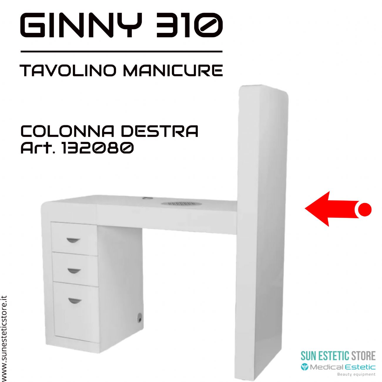 GINNY  310<br />Tavolino ricostruzione unghie illuminato