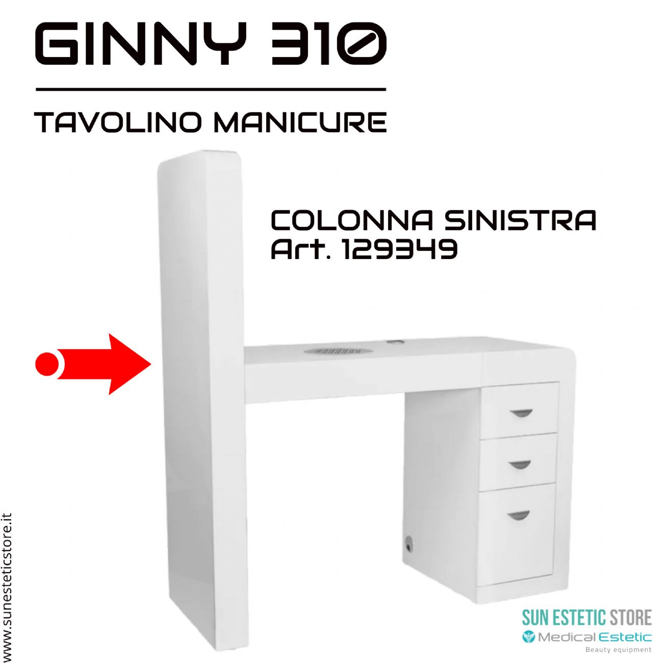 GINNY  310<br />Tavolino ricostruzione unghie illuminato