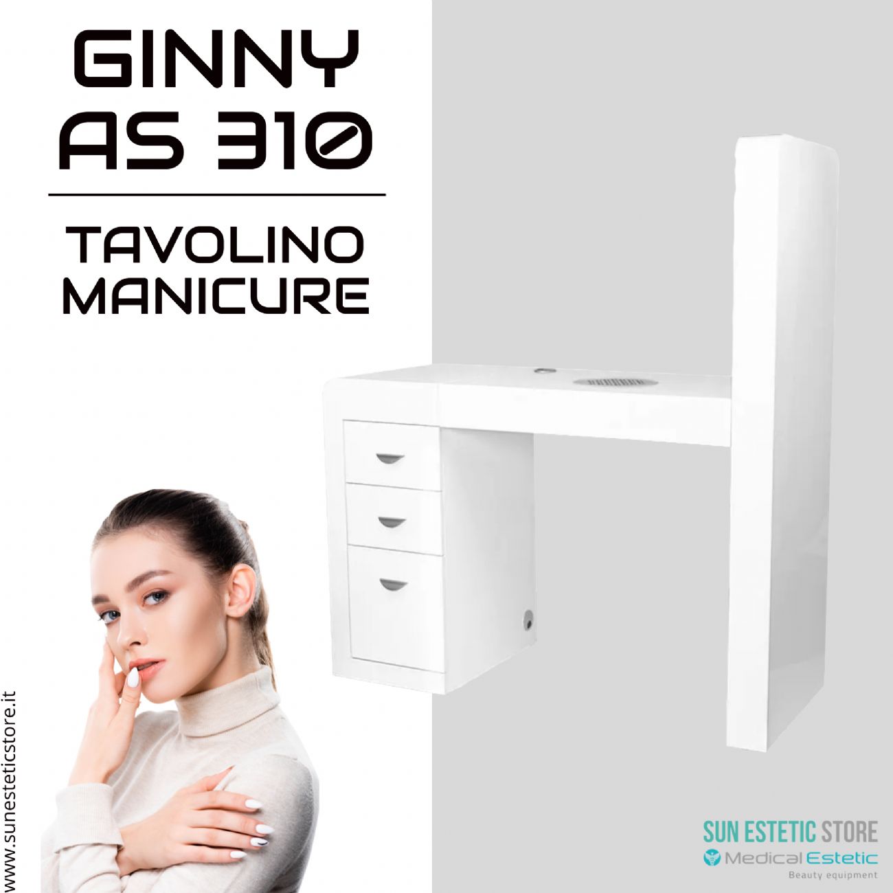 GINNY  310<br />Tavolino ricostruzione unghie illuminato