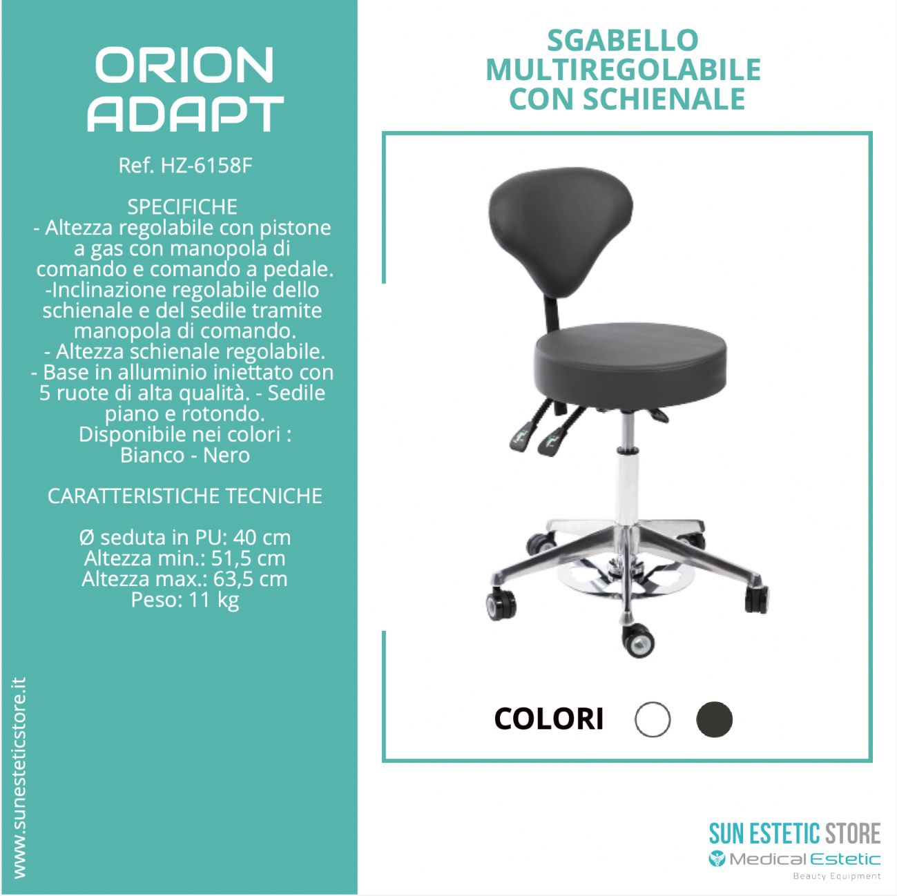 Orion Adapt sgabello multiregolabile con schienale