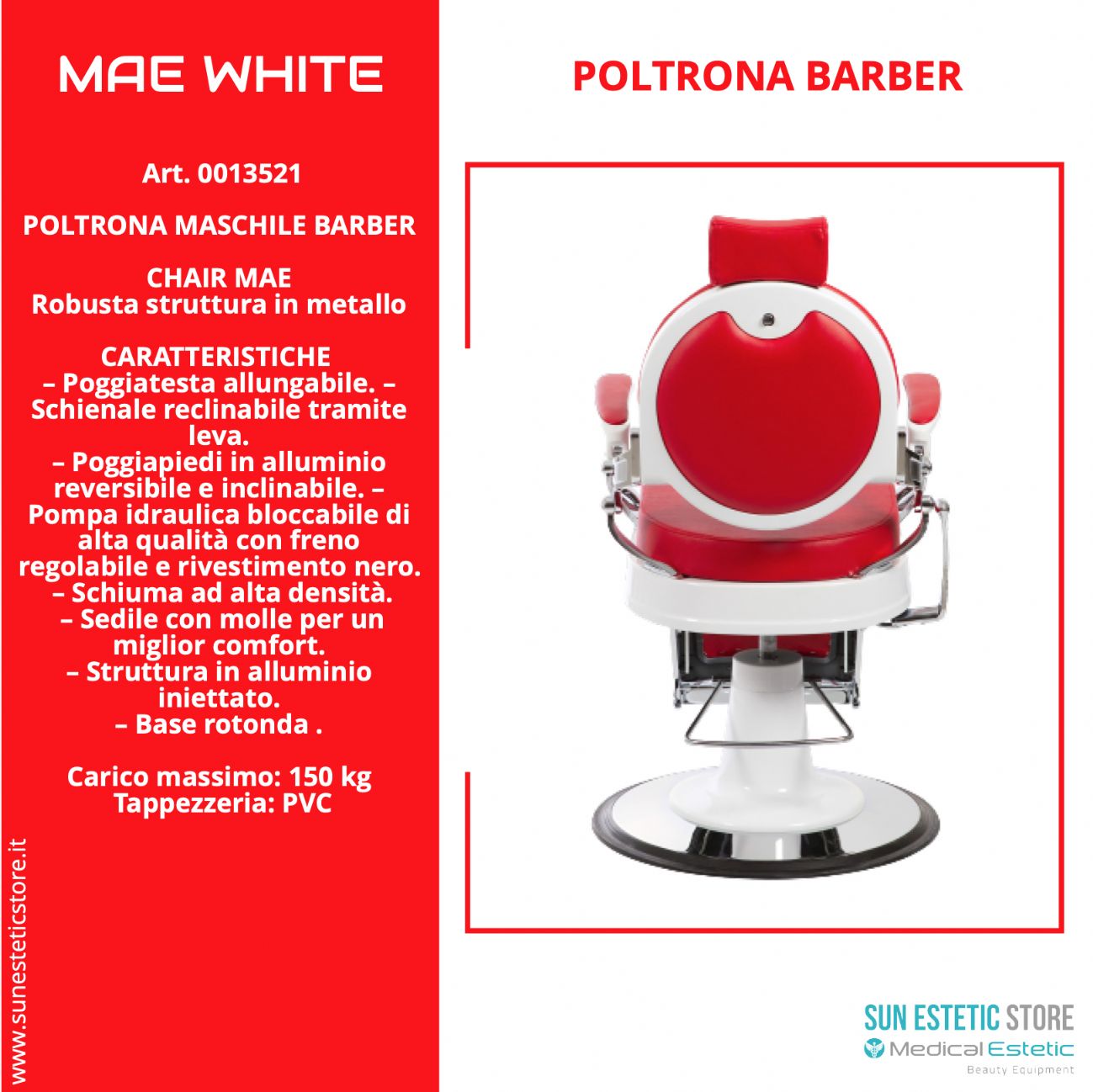 MAE RED WHITE Poltrona Barber