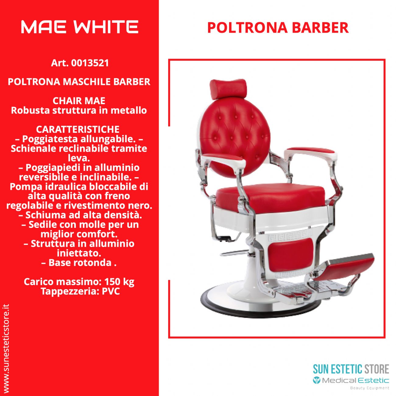 MAE RED WHITE Poltrona Barber