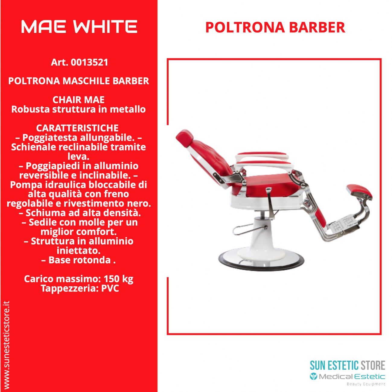 MAE RED WHITE Poltrona Barber