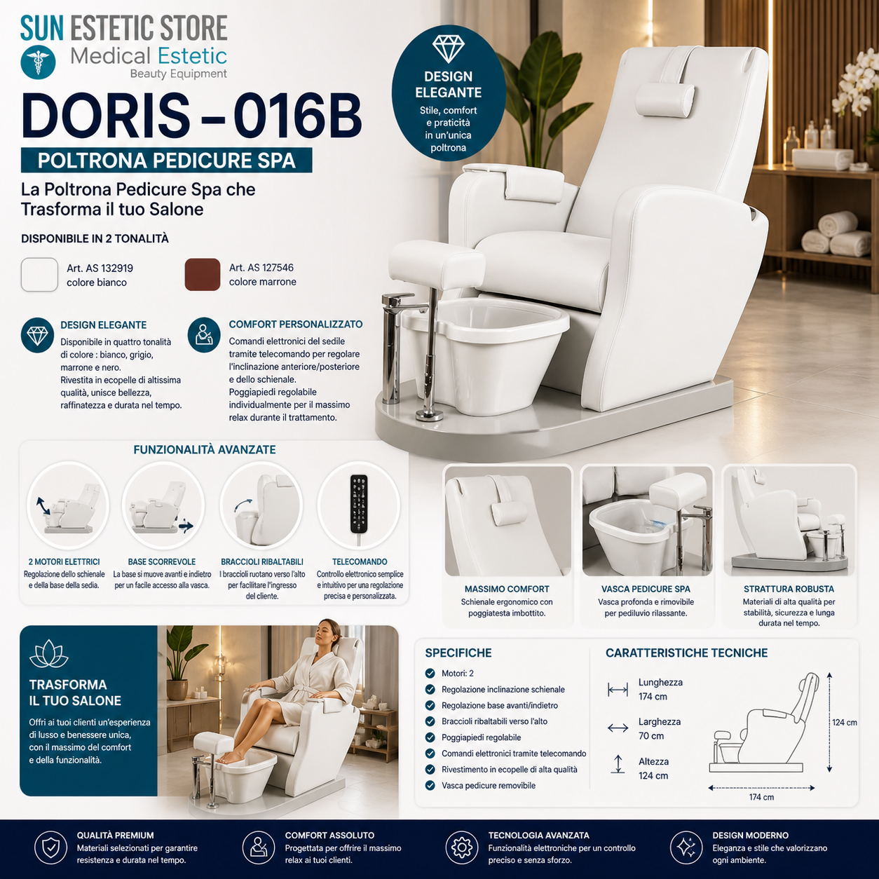 Doris poltrona pedicure Spa elettrica motorIzzata estetica nails wellness