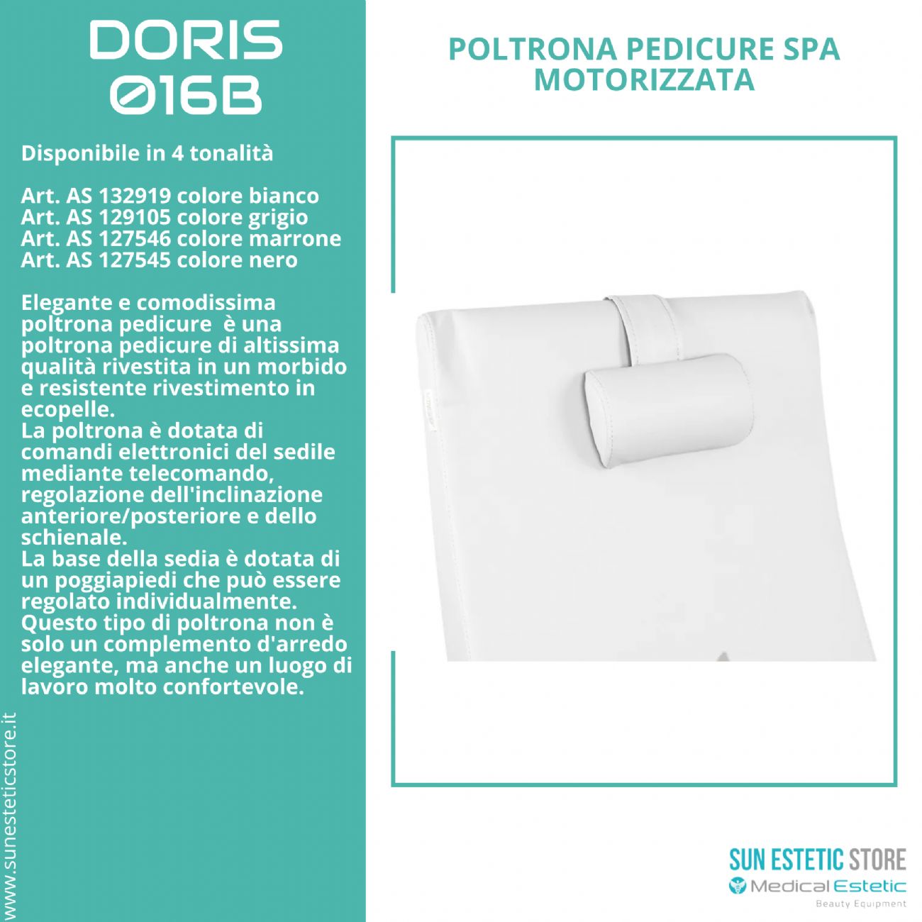 Doris 016B poltrona pedicure Spa elettrica motorIzzata estetica nails wellness