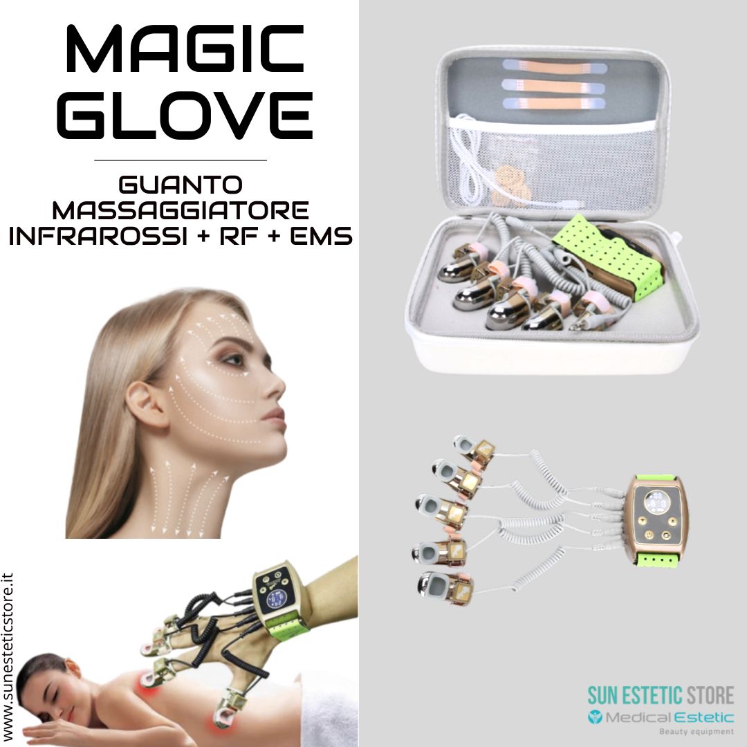 Magic Glove guanto massaggiatore viso corpo infrarossi + EMS + RF