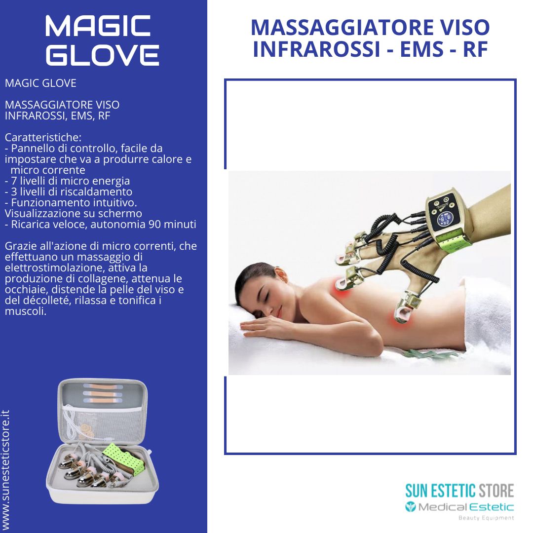 Magic Glove guanto massaggiatore viso corpo infrarossi + EMS + RF