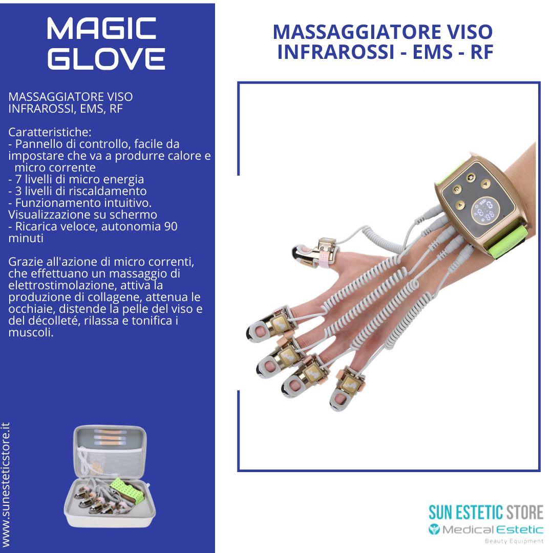 Magic Glove guanto massaggiatore viso corpo infrarossi + EMS + RF