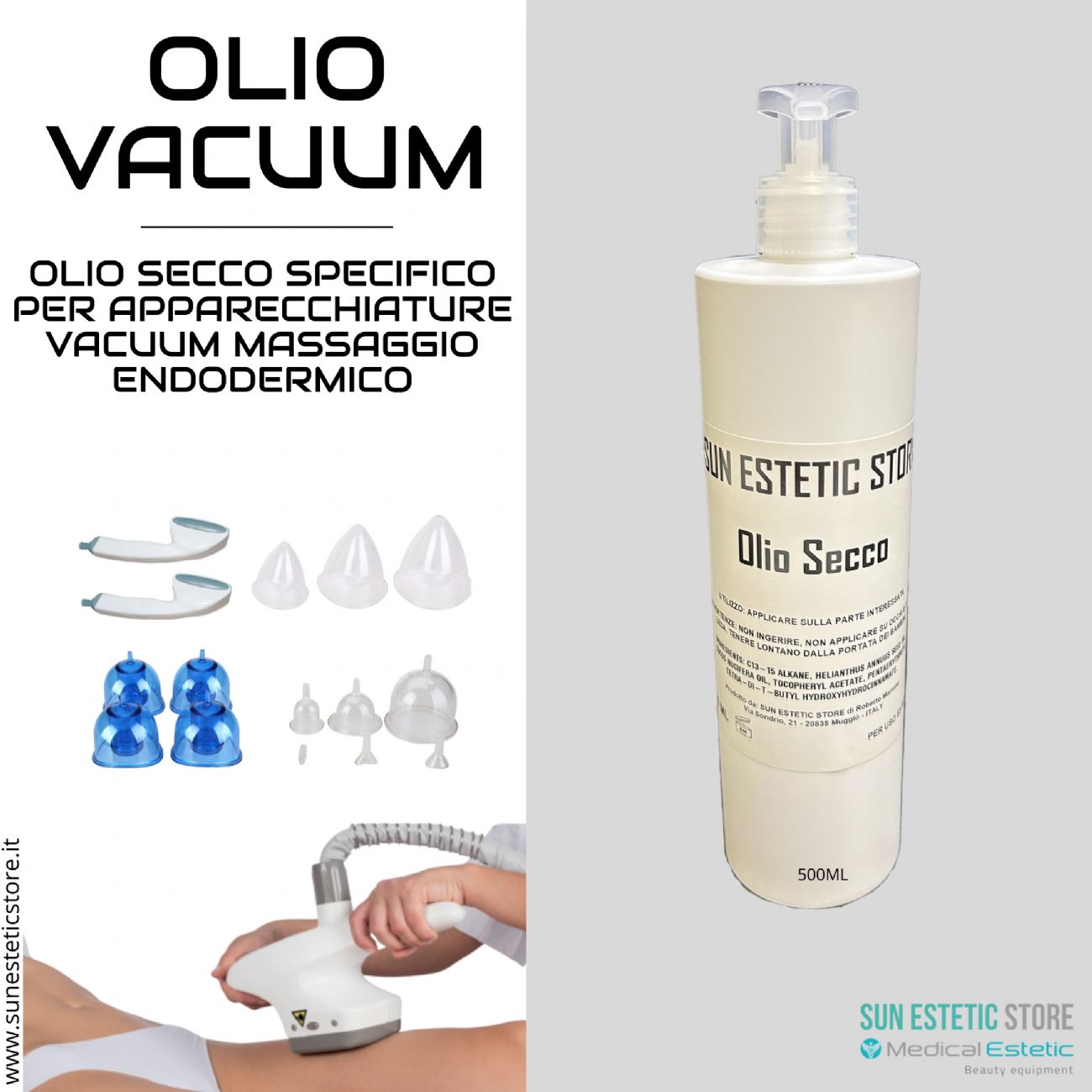 Olio vacuum specifico per apparecchiature massaggio endodermico
