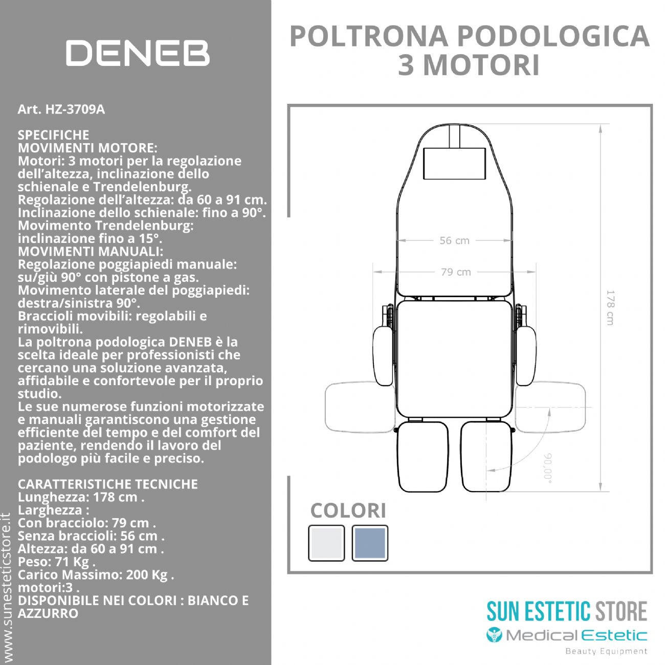 DENEB Poltrona pedicure 3 motori