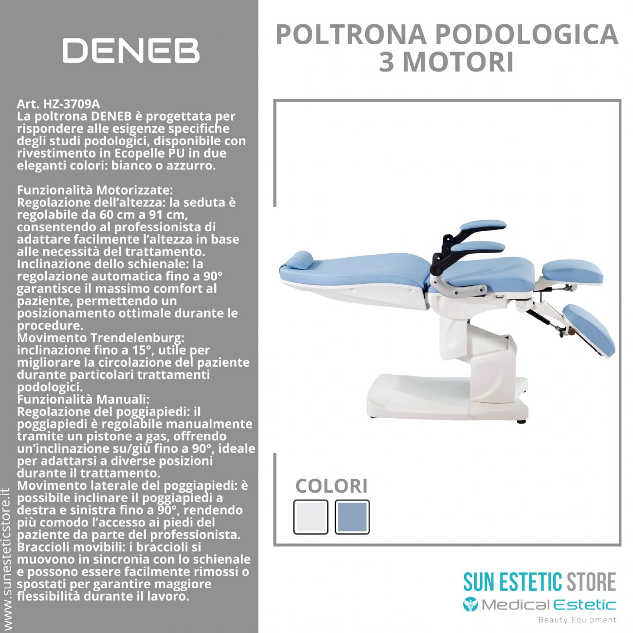 DENEB Poltrona pedicure 3 motori