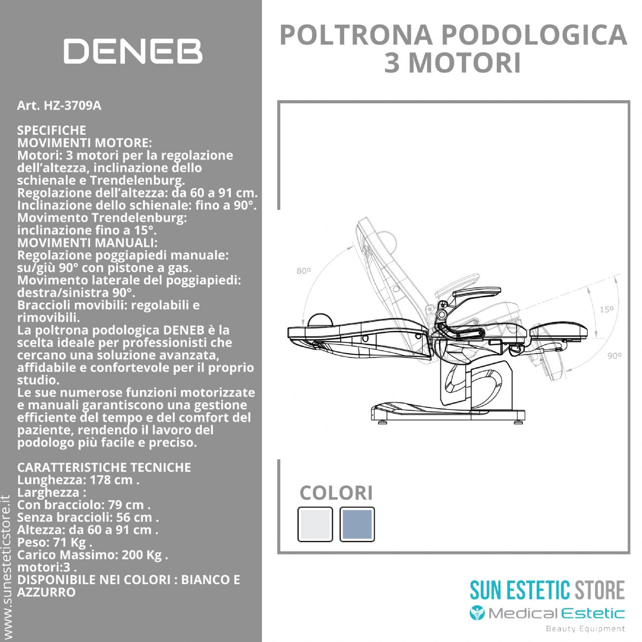 DENEB Poltrona pedicure 3 motori