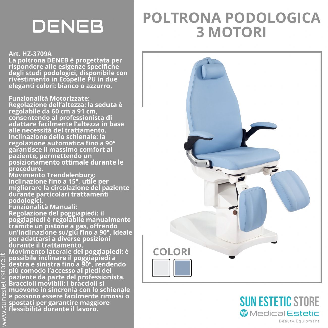 DENEB Poltrona pedicure 3 motori