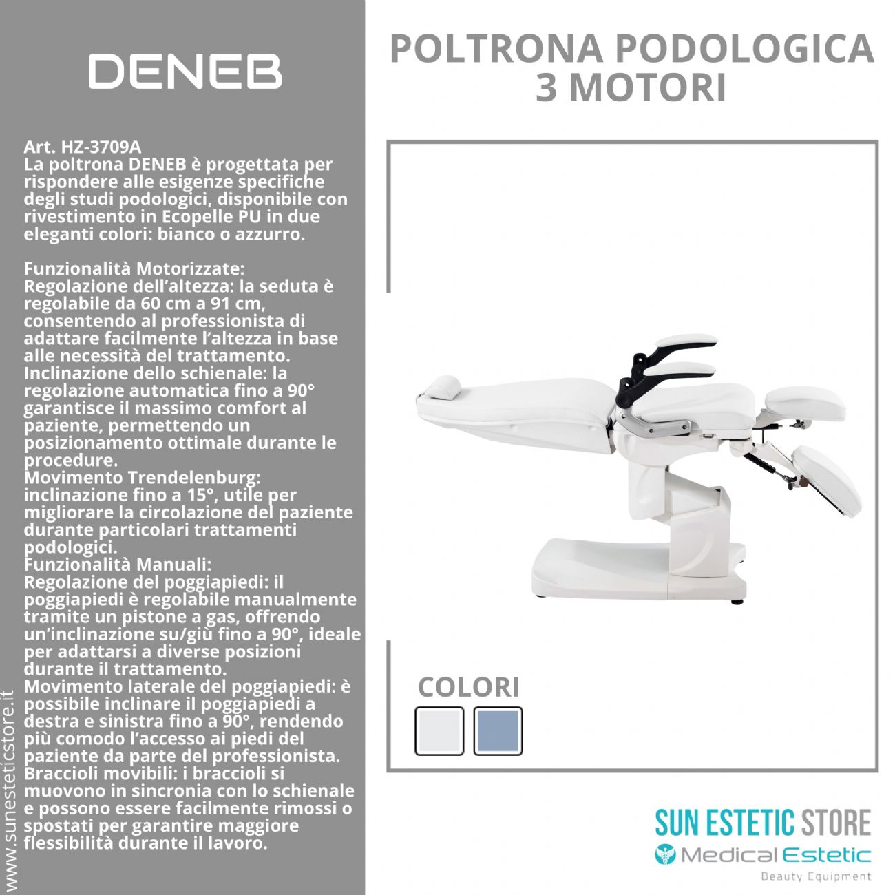 DENEB Poltrona pedicure 3 motori