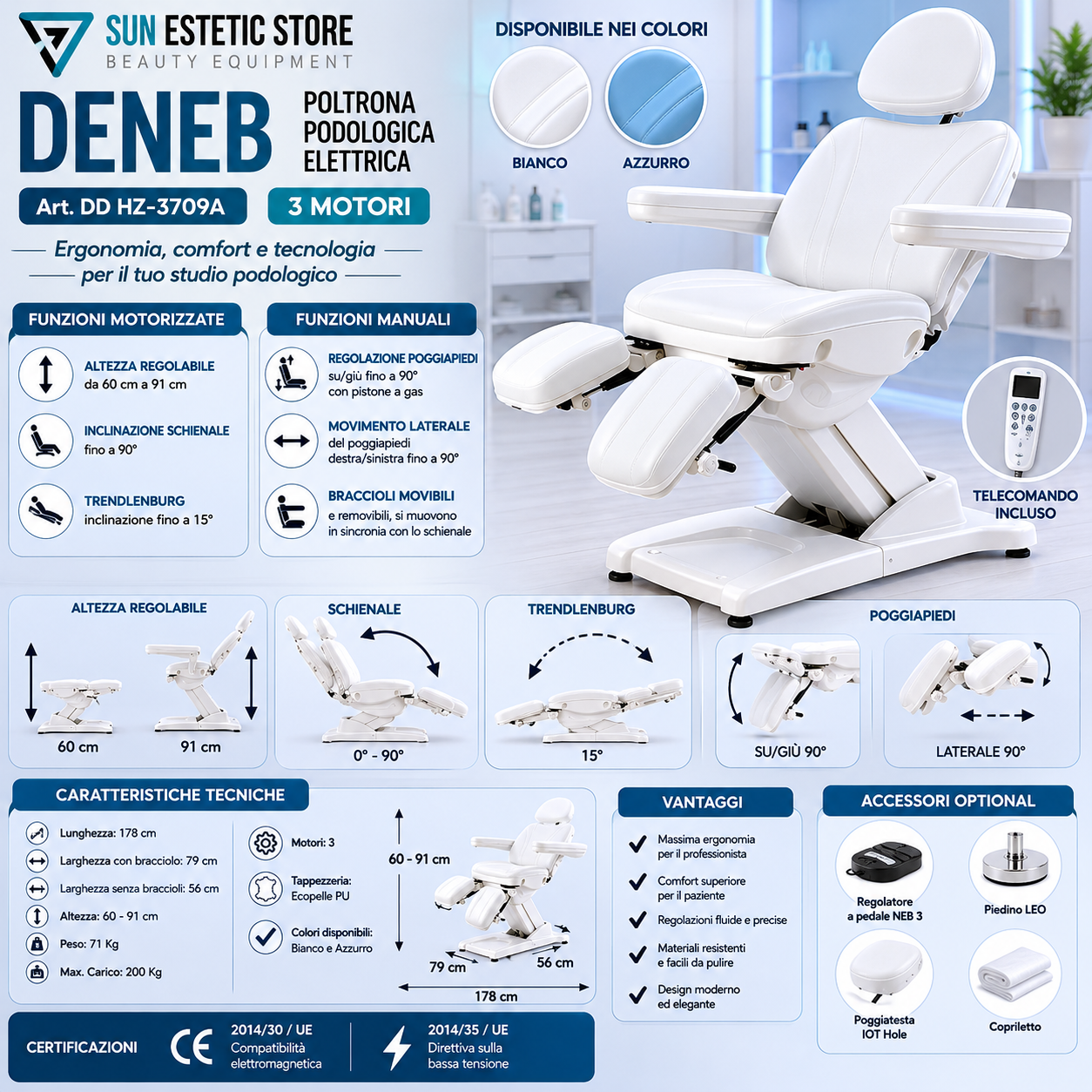 DENEB Poltrona pedicure 3 motori