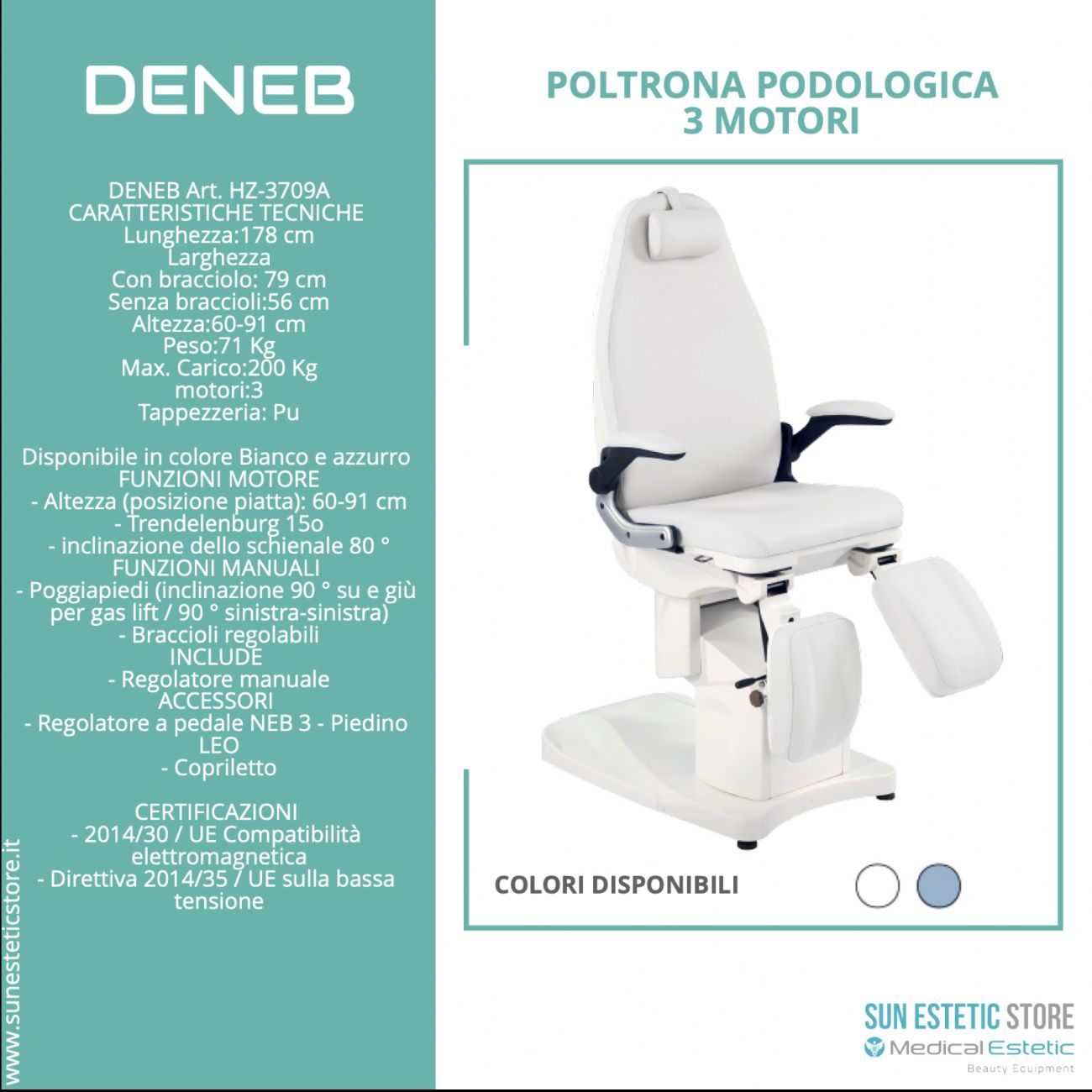 DENEB Poltrona pedicure 3 motori