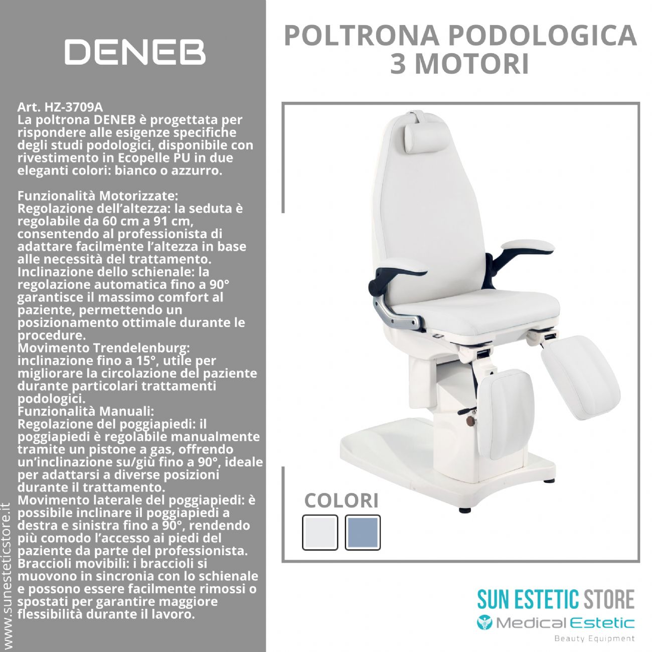 DENEB Poltrona pedicure 3 motori